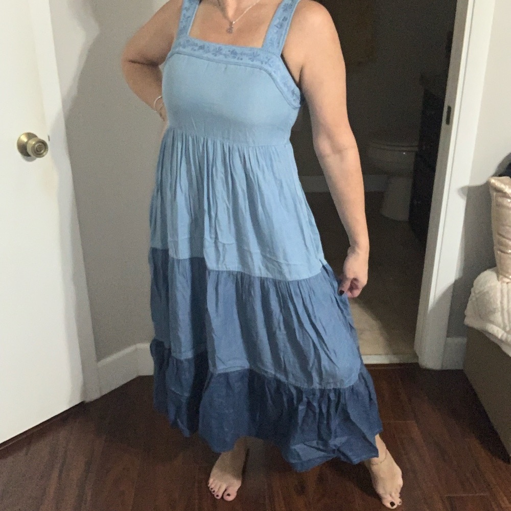 Kate Spade Broome Street Denim Tiered Midi Dress